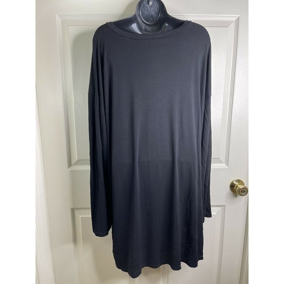 Shein Curve Top Womens Plus Size 3XL Solid Black Long Sleeve Hi Lo Shirt - Picture 8 of 9